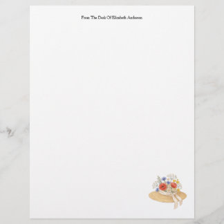 Papel Timbrado Papelaria de Chapéu de Palha Personalizado com Flo