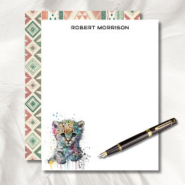 Papel Timbrado Papelaria Empresarial Elegante com Leopardo em Aqu