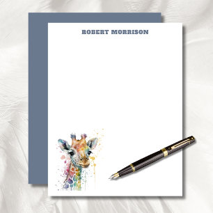 Papel Timbrado Papelaria Empresarial Girafa Aquarela Elegante