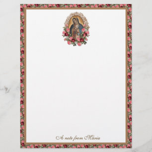Papel Timbrado Papelaria Estação Rosas Virgem Maria Guadalupe Cat