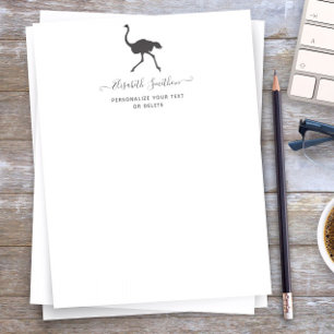 Papel Timbrado Pássaro de avestruz, um animal engraçado, bonito,