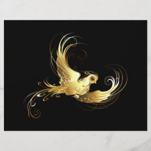 Papel Timbrado Pássaro ouro sobre fundo preto