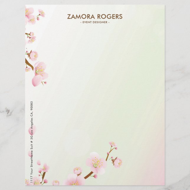 Papel Timbrado Pastel Pink Cherry-Blossom (Frente)