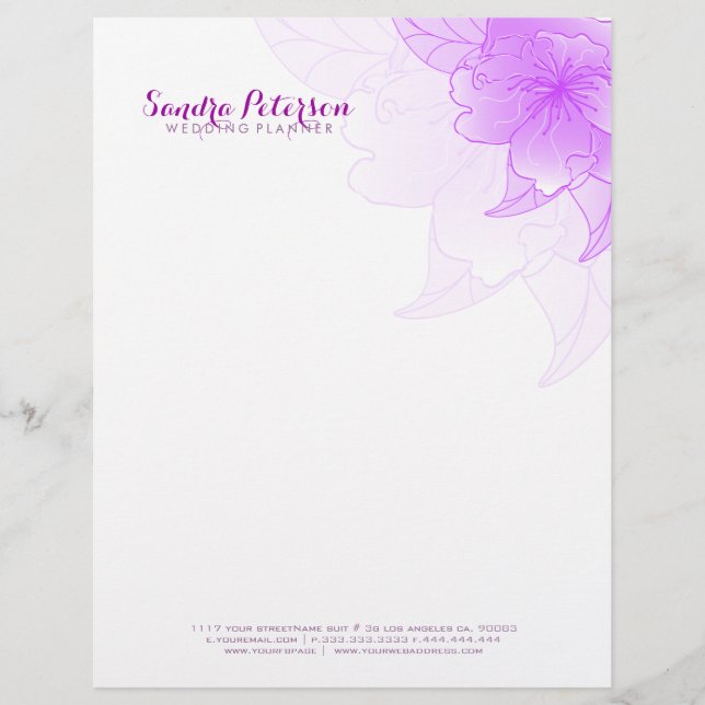 Papel Timbrado Pastel Purple & White Floral Design (Frente)