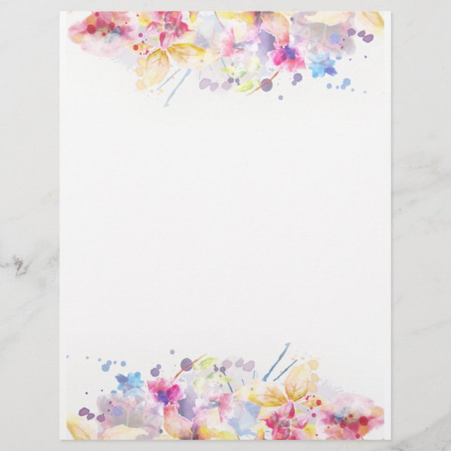 Papel Timbrado Pastel Watercolor Floral (Frente)