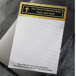 Papel Timbrado Pastor Clássico Dourado E Negro