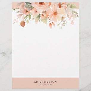 Papel Timbrado Peach Boho Floral