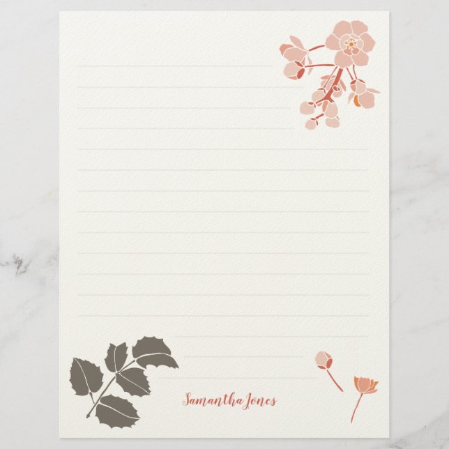 Papel Timbrado Peachy Pink Oregon Grape Flower Letterhead (Frente)