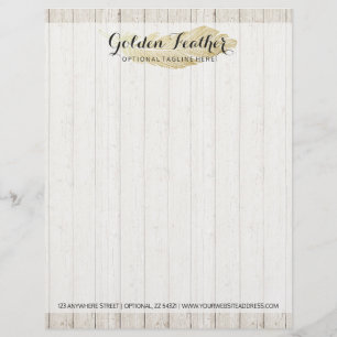 Papel Timbrado Pena Boêmia Dourada em Tábuas de Madeira Rústica