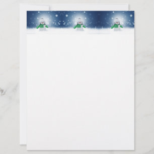 Papel Timbrado Personagem adorável de boneco de neve de Natal do 