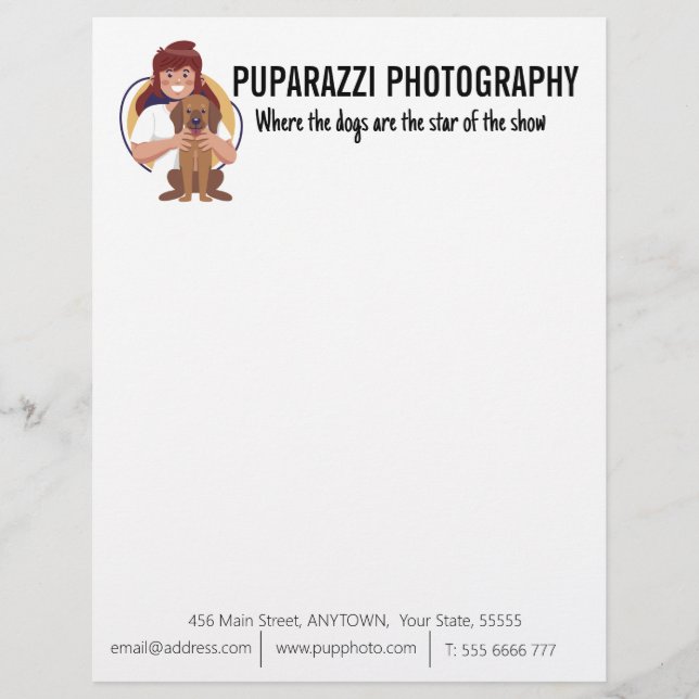 Papel Timbrado Personalização Comercial de Fotografia de Cão (Frente)