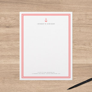 Papel Timbrado Personalizada âncora Clássica Moderna de Cor Perso