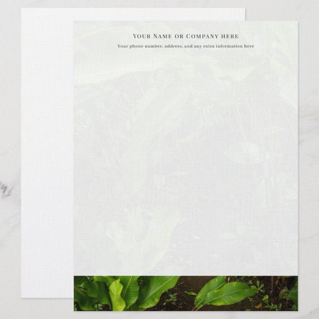 Papel Timbrado Personalizado com verdes tropicais (Frente/Verso)