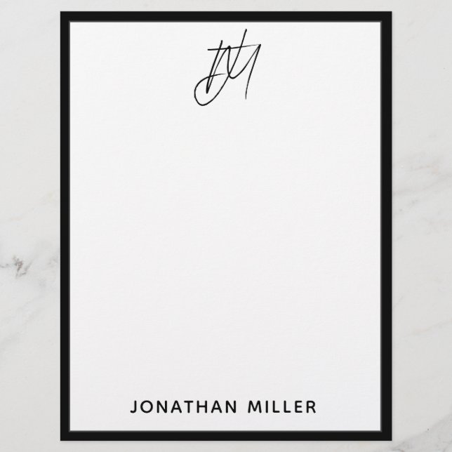 Papel Timbrado Personalizar Letterhead com Monograma de Script Do (Frente)