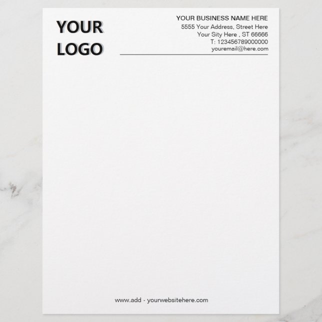 Papel Timbrado Personalize Informações do Texto do Seu Logotipo e (Frente)