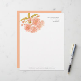 Papel Timbrado Pêssego do Flor Cor branca de azeitona verde