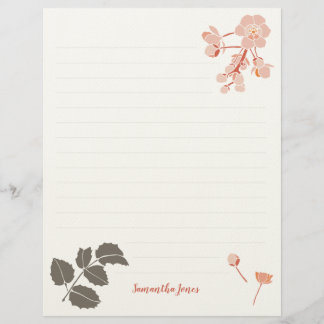 Papel Timbrado Pêssego Rosa Flor de Uva de Oregon Cabeçalho