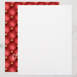 Papel Timbrado Pessoal Vermelho e Dourado Texto Pe