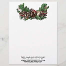 Papel Timbrado Pine Cones e Holly Berries no Natal dos Negócios