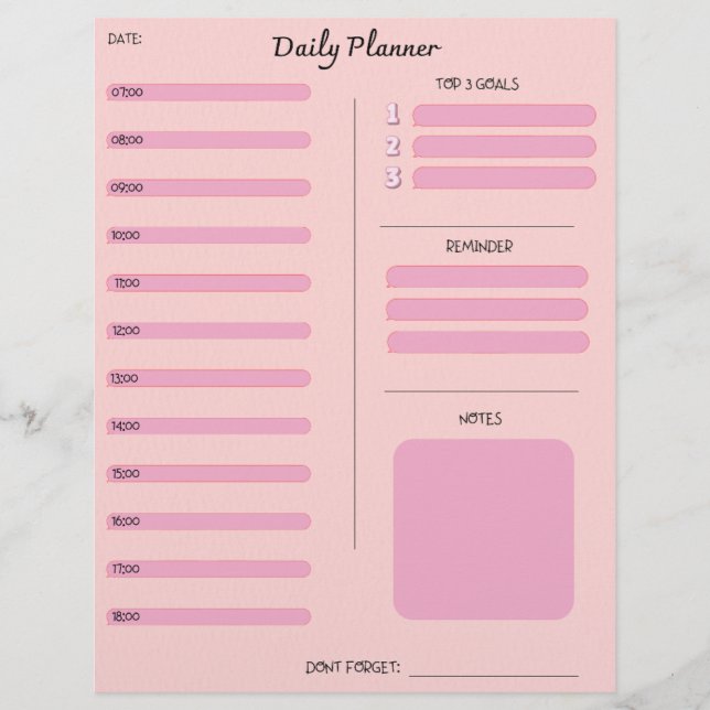 Papel Timbrado Pink Daily Planner (Frente)