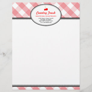 Papel Timbrado Pink gingham country russa cereja