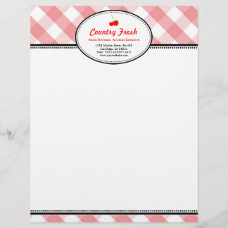 Papel Timbrado Pink gingham country russa cereja