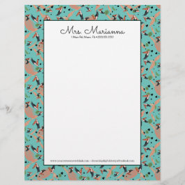 Papel Timbrado Pintura de Toucans e Padrão de Pássaros Verdejante