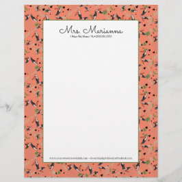 Papel Timbrado Pintura de tucanos e padrão verde de aves