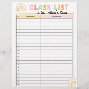 Papel Timbrado Planejador de Lista de Classes