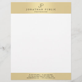 Papel Timbrado Planície moderna do monograma elegante Dourado