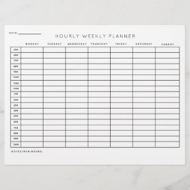 Papel Timbrado Plano Semanal Horário de Agenda Folhas Impressas 