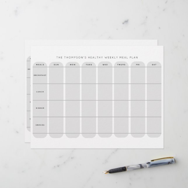 Papel Timbrado Plano Semanal Saudável de Refeições Modelo Duplo L (Frente/Verso In Situ)