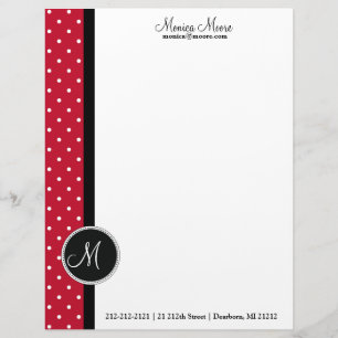 Papel Timbrado Pontos à moda/cabeçalho vermelhos e brancos do