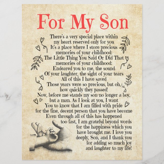 Papel Timbrado Presente do Filho| Pelo Meu Filho Agradeço-Lhe Por (Frente)