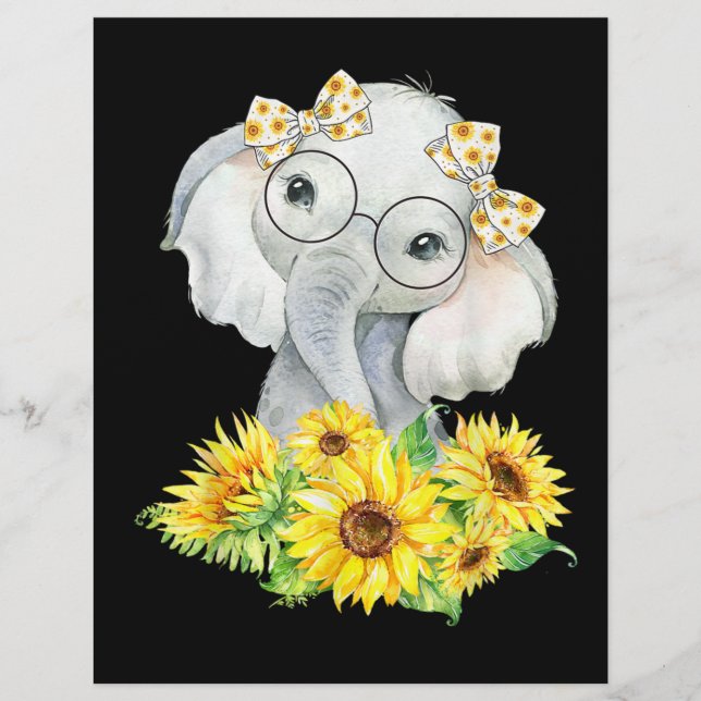 Papel Timbrado Presentes de girassol elefante (Frente)
