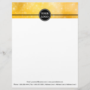 Papel Timbrado Preto e Dourado Moderno Papelaria Personalizado Mo