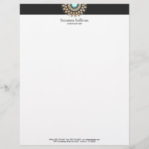 Papel Timbrado Preto holístico do salão de beleza e dos termas 