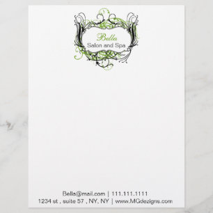 Papel Timbrado preto verde e branco Chic Business