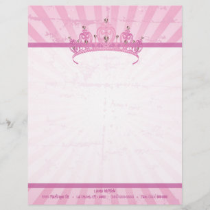 Papel Timbrado Princesa cor-de-rosa Coroa Tiara Cabeçalho Artigo