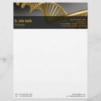 Papel Timbrado Professional Gold DNA Strand Medical Luxury