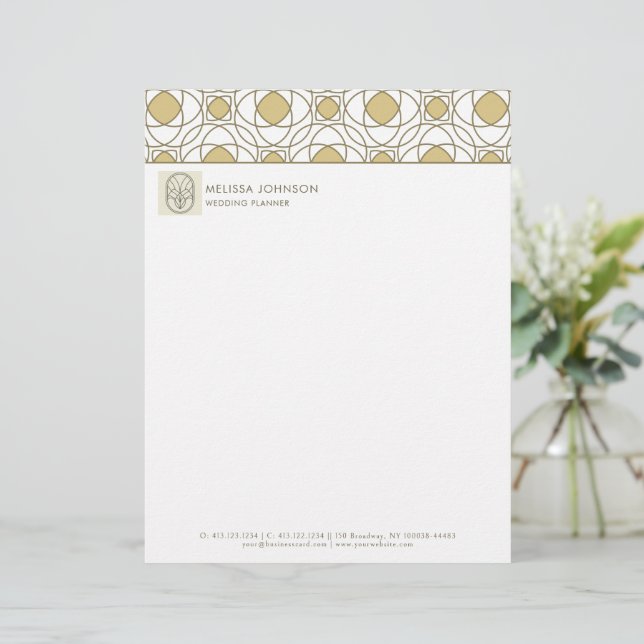 Papel Timbrado Professional Gold Geometric Letterhead (Em pé/Frente)