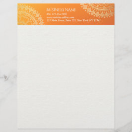 Papel Timbrado Professor de Meditação Yoga Modern Orange Dourada 