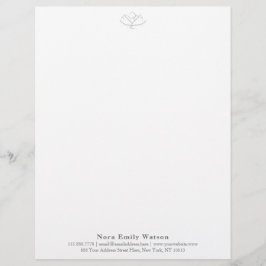 Papel Timbrado Professora de Yoga de Flor de Cinza Elegante Lotus