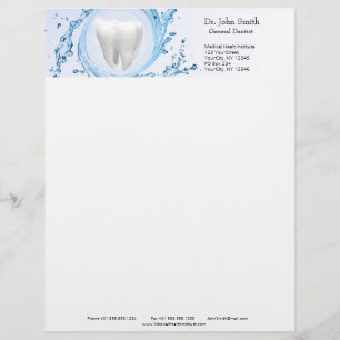 Papel Timbrado Profissional dental da água do dente do dentista