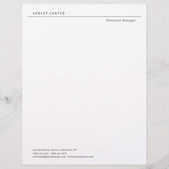 Papel Timbrado Profissional elegante branco simples minimalista m (Frente)