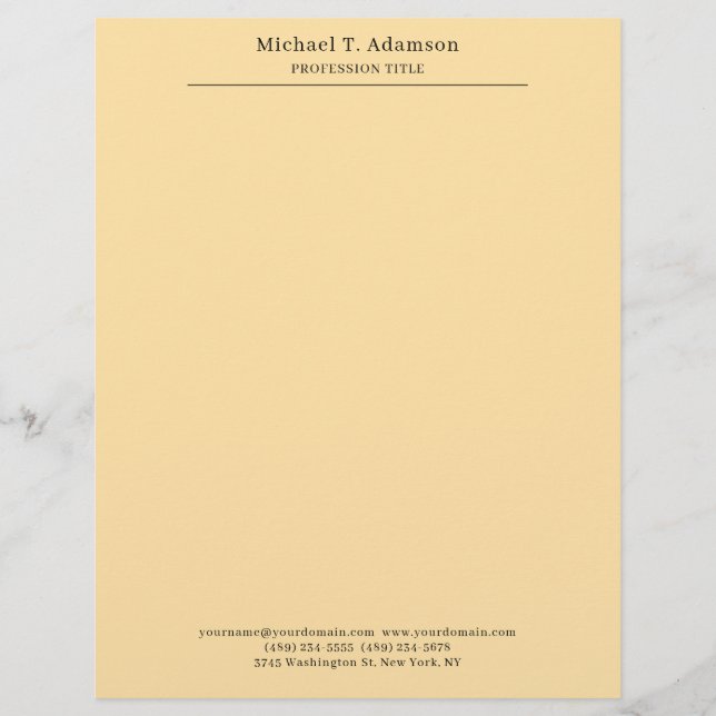 Papel Timbrado Profissional Elegante Simples Moderno Bege (Frente)
