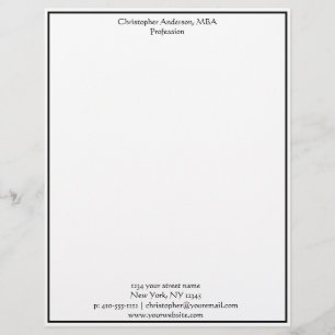 Papel Timbrado Profissional Empresarial Minimalista Preto Branco