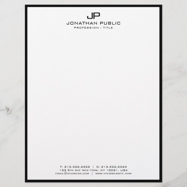 Papel Timbrado Profissional Moderno Preto Branco S (Frente)