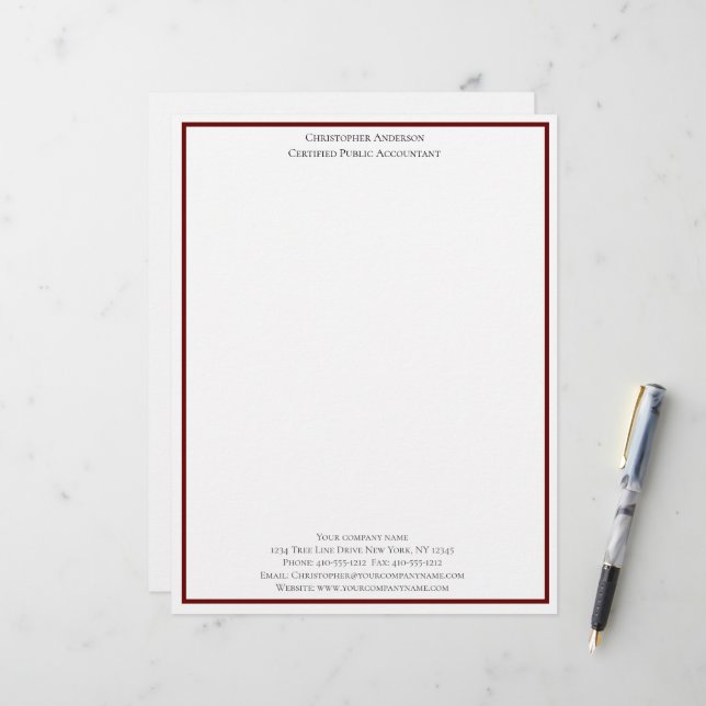 Papel Timbrado Profissional Personalizado Branco Vermelho  (Frente/Verso In Situ)