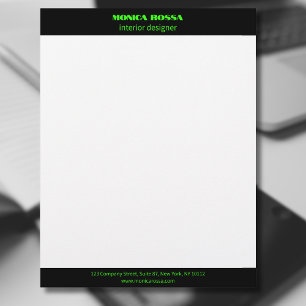 Papel Timbrado Profissional Simples Moderno Neon V